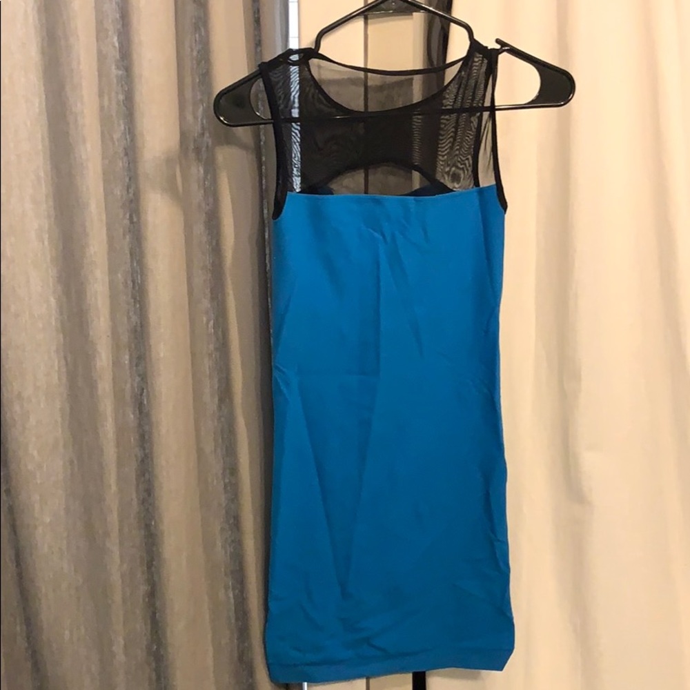 Bebe blue cutout mesh bodycon dress size small